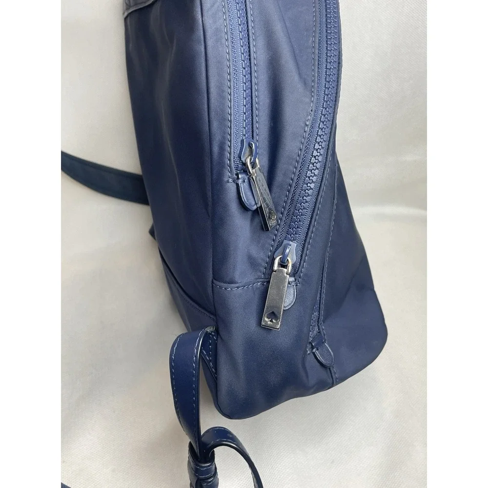 Kate Spade New York Karissa Mini Backpack Navy Blue Nightcap Leather Nylon Bag